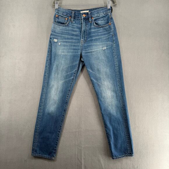 Madewell The Perfect Vintage Jean 27 Blue High Waist Classic Denim Distressed - Picture 1 of 10